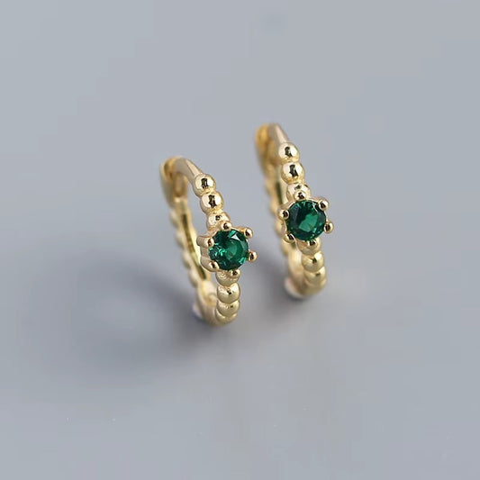 Encinitas Red Ruby /Emerald Green / Black Crystal Hoops