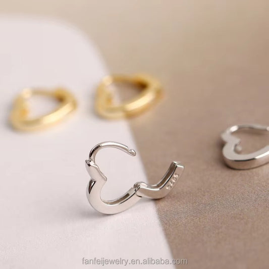 Austin Heart Shape Silver Hoops