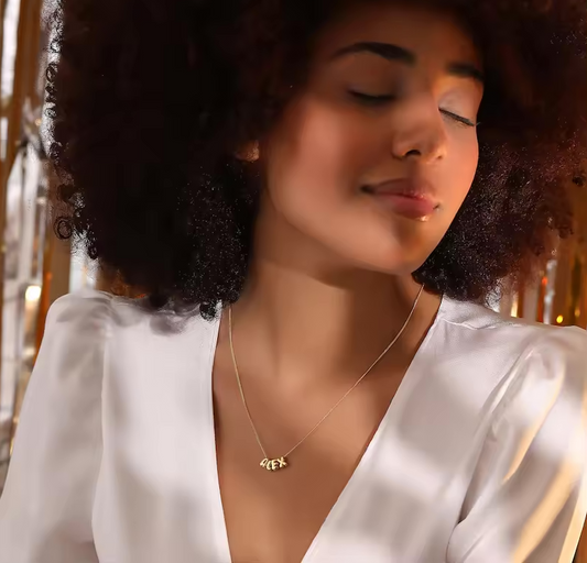 18K Gold Plated Custom Bubble Nameplate Slider Necklace- Personalized Elegance