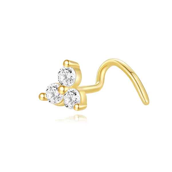 Parkhi Three Clover Curved Nose Stud- Single