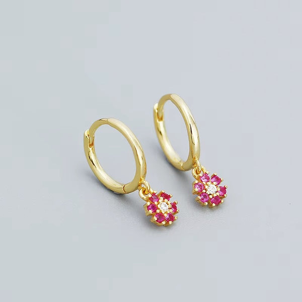 Addison Flower Drop Hoops- Available in 3 colors