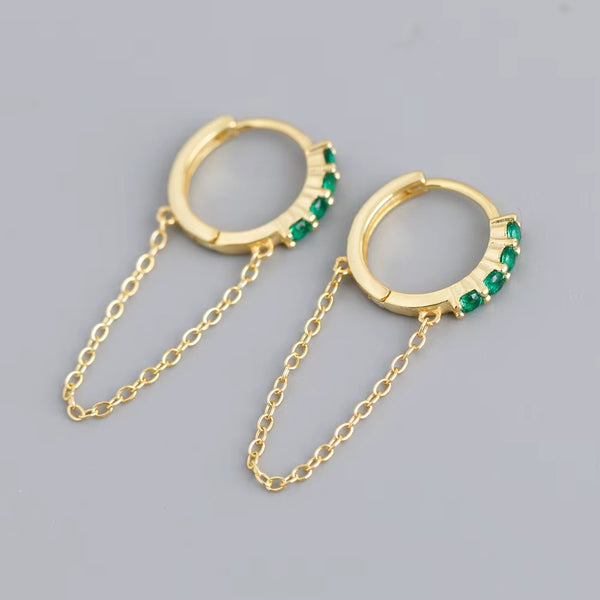 Alamo Emerald Green or Clear crystal Hoops