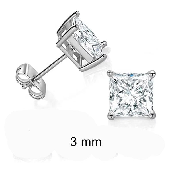 Palo Diamond Simulant 3mm / 6mm / 8mm Square Silver Studs