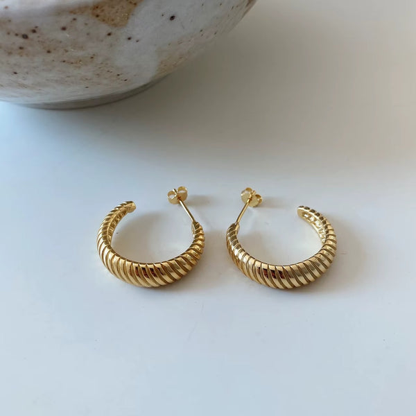 Macon Croissant Design Gold Hoops