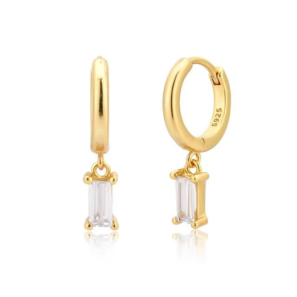 Pallon Clear Crystal / purple / citrine /  Aquamarine Drop Gold Hoops