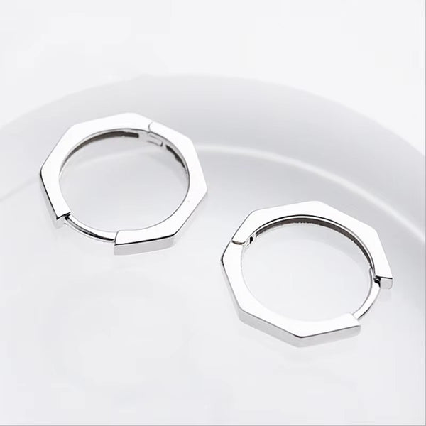 Moreno Geometric Silver 15mm Hoops
