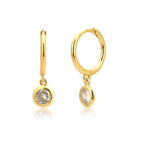 Orlando	Round Crystal Drop Gold Hoops