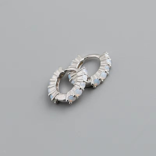 Marlbro Crystal Silver Huggie Hoops