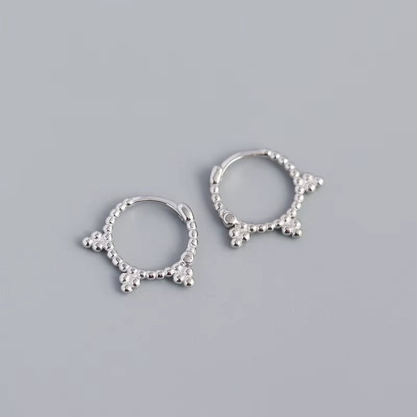 Manhattan Triangle Ball Bead Silver Hoops