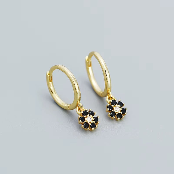Addison Flower Drop Hoops- Available in 3 colors
