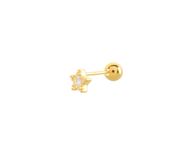 Lincot Crystal Star Gold Screwback Stud- Single EarRINGS