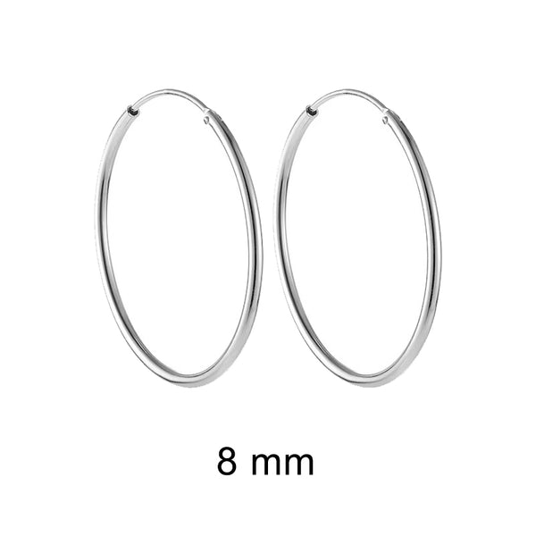 Laurel Simple Plain 8mm Silver Helix Hoops