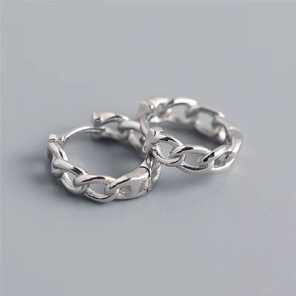 Marys Chain Design Silver Hoops