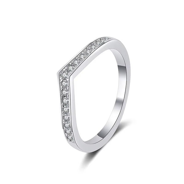Halo V Shape Infinite Loop of Moissanite Sparkle Band	Ring in Size#6, & #7