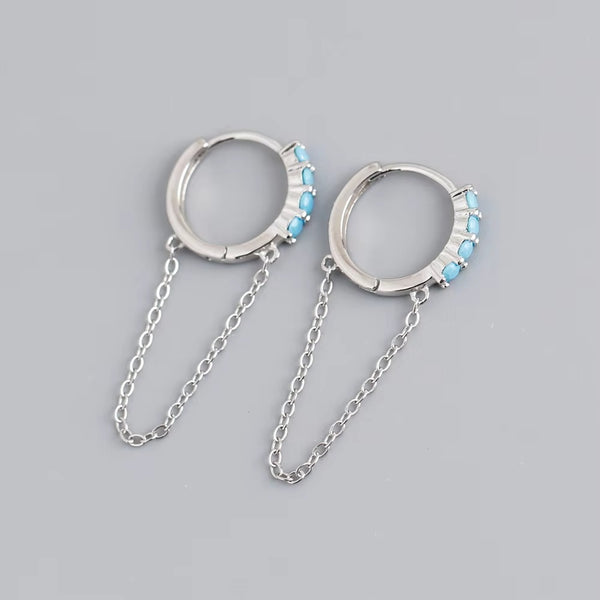 Medford	Turquoise Chain Silver	Hoops