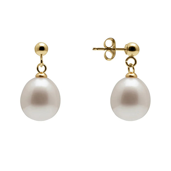 Miao 18K Gold Sterling Silver AAA Freshwater 11mm Pearl Drops
