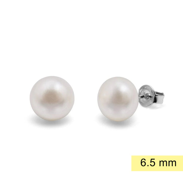 Miami 925 Sterling Silver AAA Freshwater 6.5mm Pearl	Studs